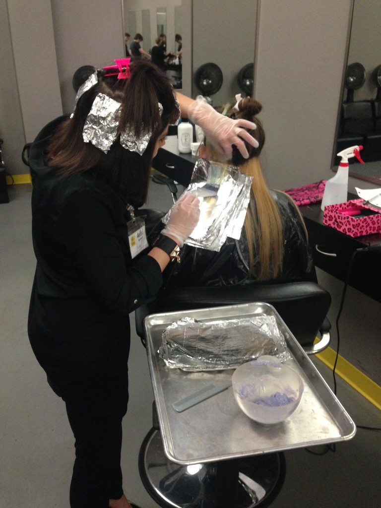 Amber's Beauty School students working with Davines Pure Colour