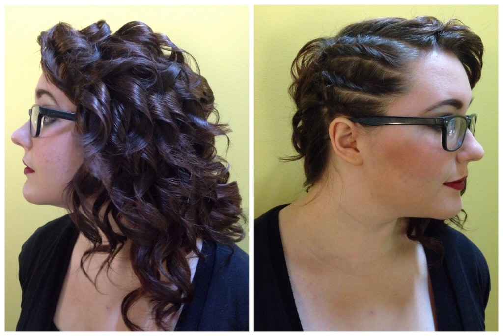 Curled and twisted hair by Amber's Beauty School students